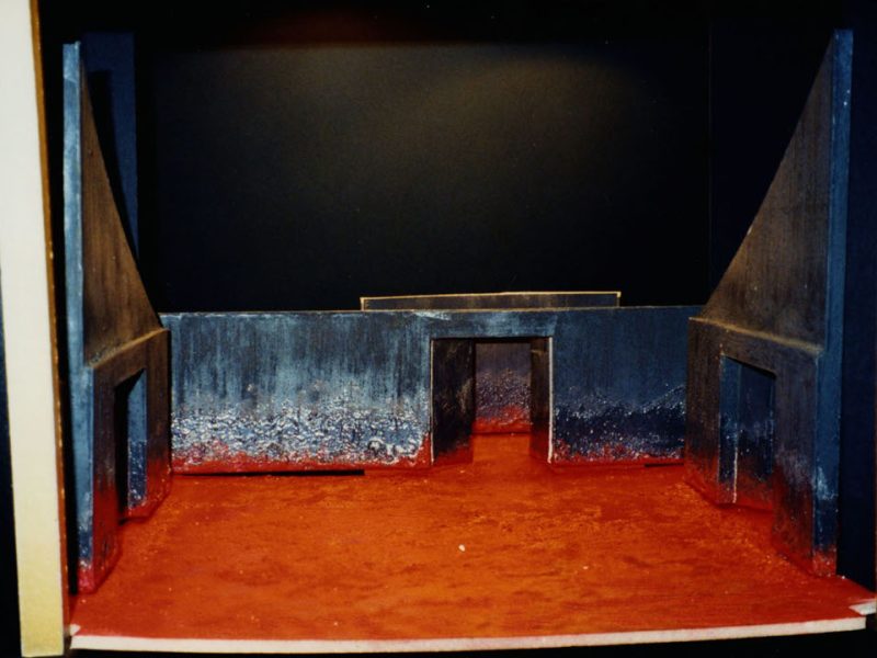model box designed for the set of The Silver Tassie written by Sean O'Casey, designed by Joe Vaněk and produced at the Gaiety Theatre Dublin, directed by Patrick Mason